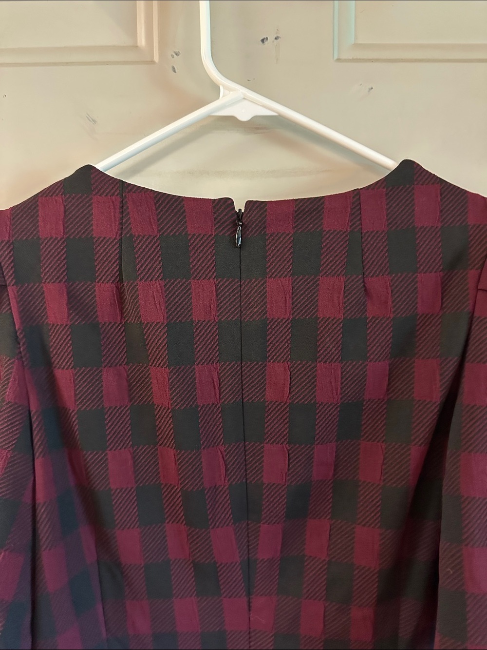 Calvin Klein Burgundy and Black Checked Midi Dress - Picture 3 of 6